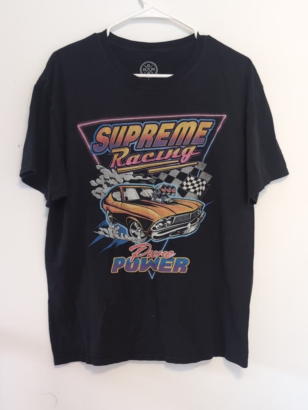 DOM Black Supreme Racing Short Sleeve T-shirt Size Large